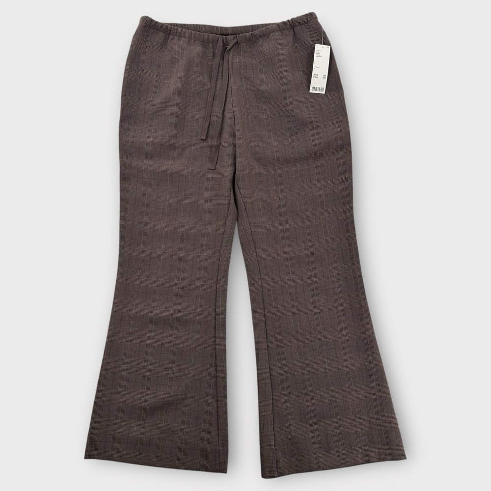 Silence + Noise Wide Leg Pants Womens Large Brown Plaid Urban Outfitters NWT‎